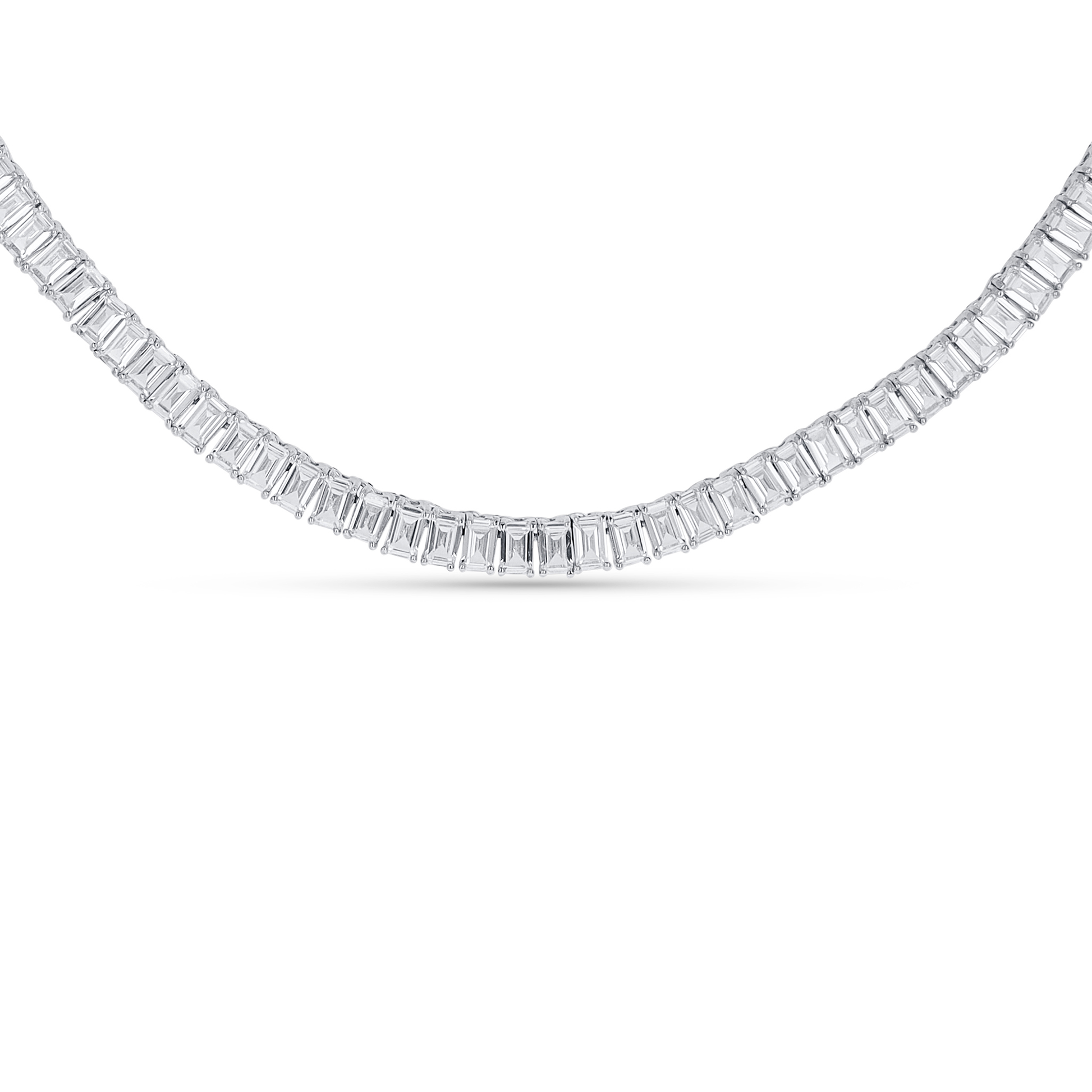 Emerald Cut CZ Tennis Necklace in Silver from Alexandra Marks Jewelry.