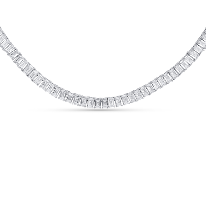 Emerald Cut CZ Tennis Necklace in Silver from Alexandra Marks Jewelry.