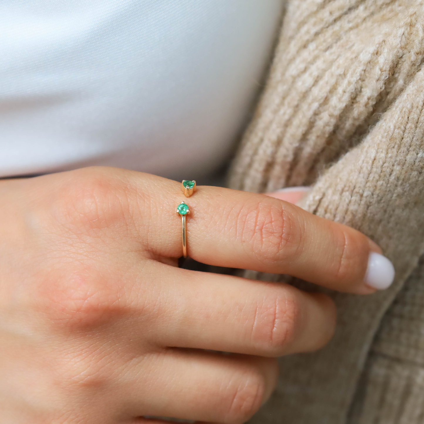 Emerald Cuff Ring in Gold
