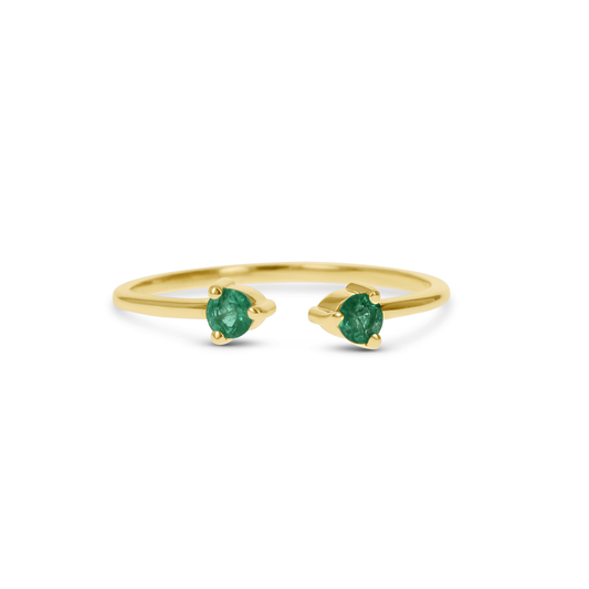 Emerald Cuff Ring in Yellow Gold From Alexandra Marks Jewelry