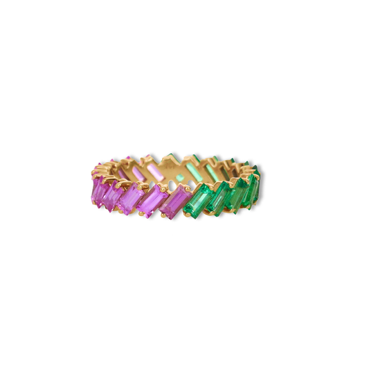 Pink Sapphire & Emerald Mixed Gemstone Ring