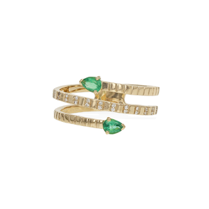 
            
                Load image into Gallery viewer, Emerald Coiled Diamond Ring in 14k Gold from Alexandra Marks Jewelry
            
        