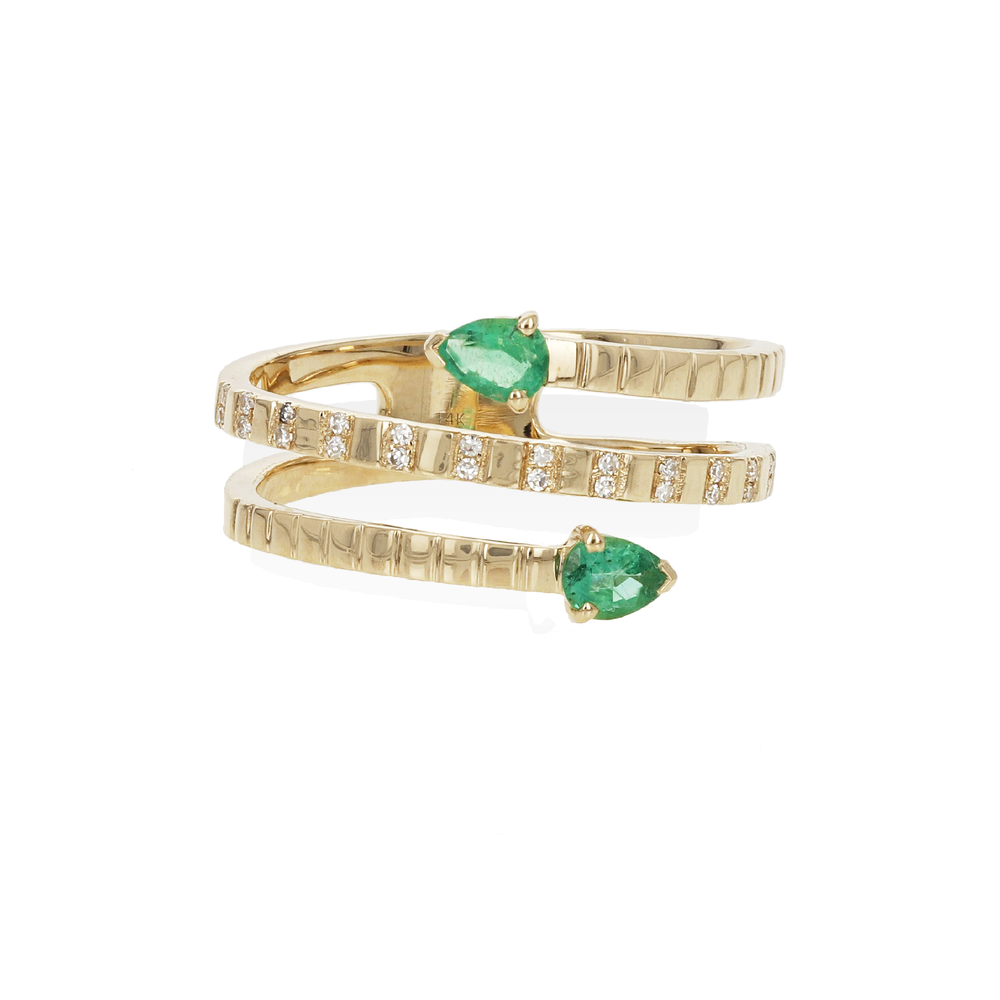 Emerald Italian Gold Ring 