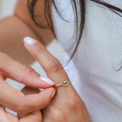 Diamond & Sapphire Evil Eye Ring from Alexandra Marks Jewelry