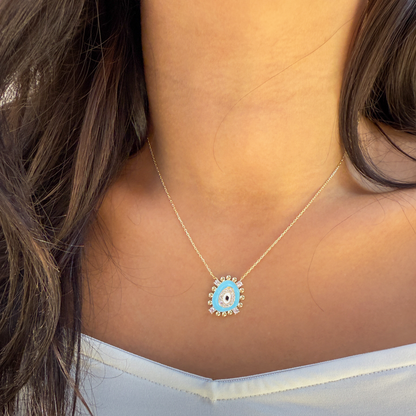 Boho Evil Eye Pendant Necklace in Gold