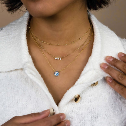 Small Sapphire Blue Evil Eye Necklace