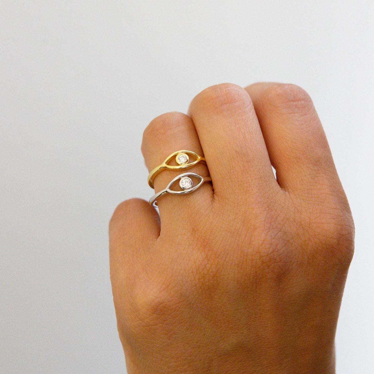 Simple Evil Eye Rings in Gold & Silver 