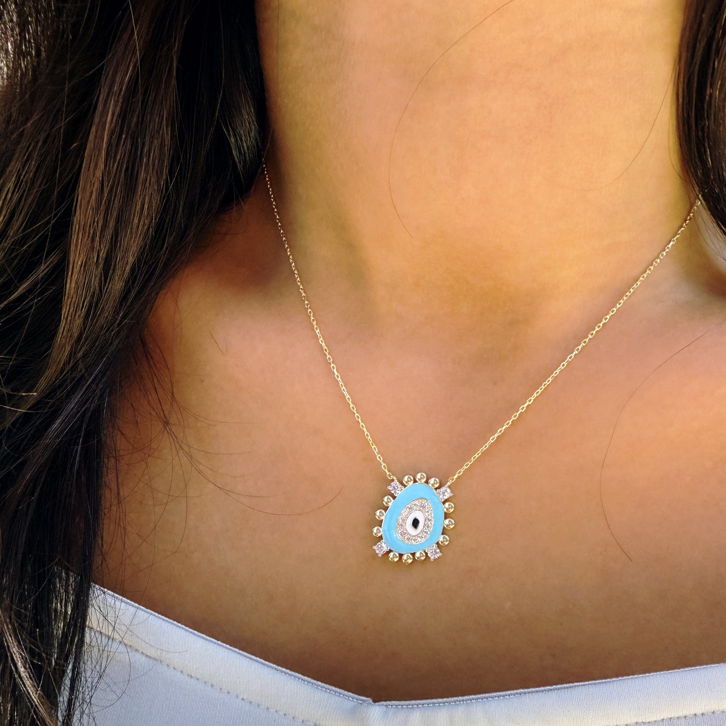 Gold & Turquoise Evil Eye Necklace