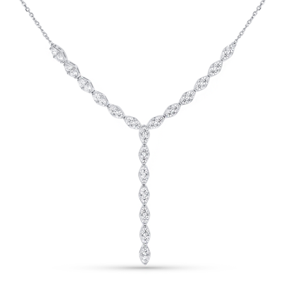 Marquise CZ Y Necklace In Sterling Silver From Alexandra Marks Jewelry. 