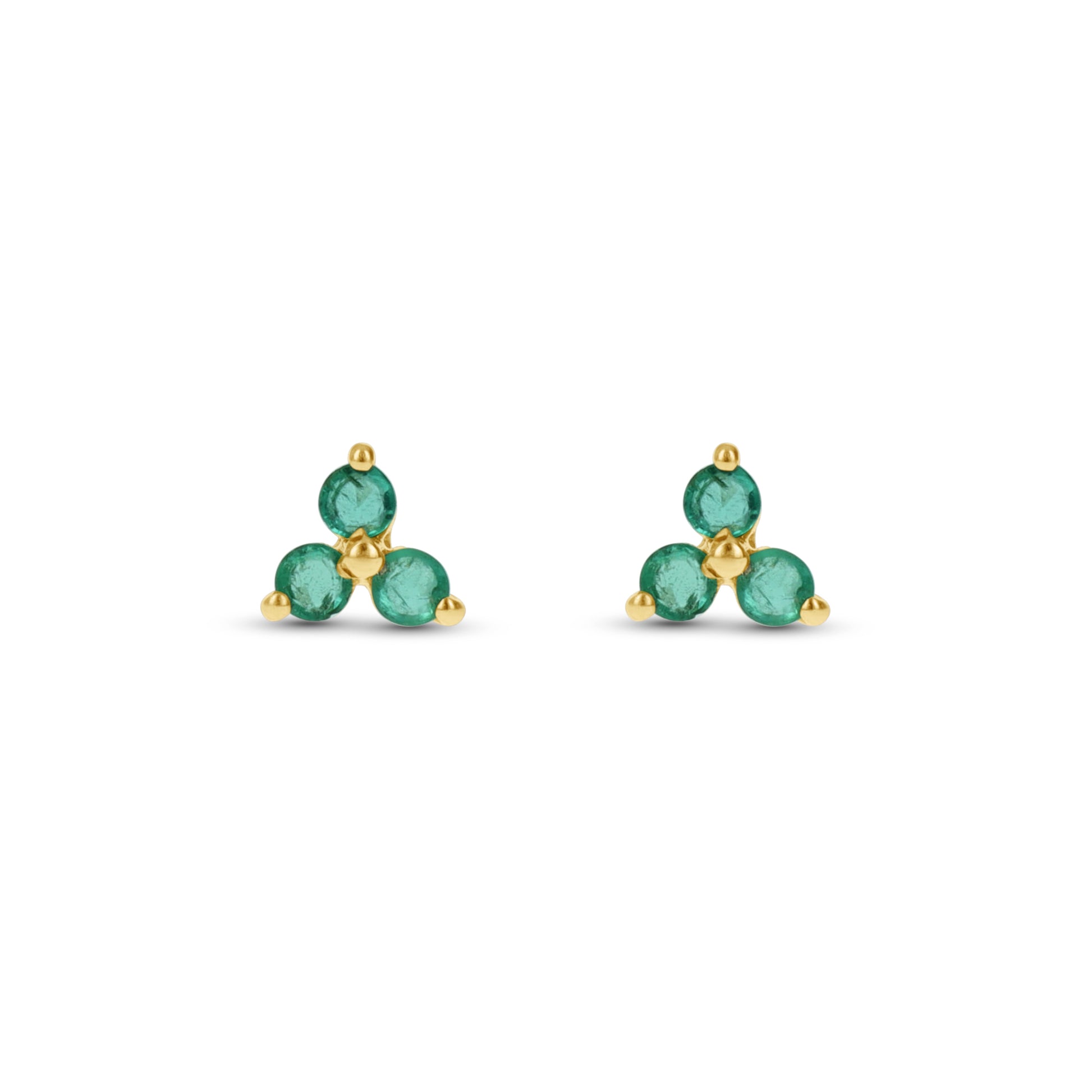 Mini Birthstone Gemstone Emerald Earrings in Gold 
