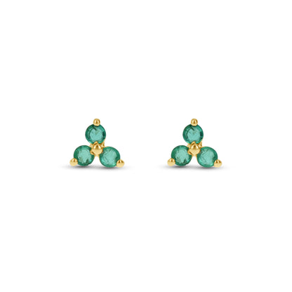 Mini Birthstone Gemstone Emerald Earrings in Gold 