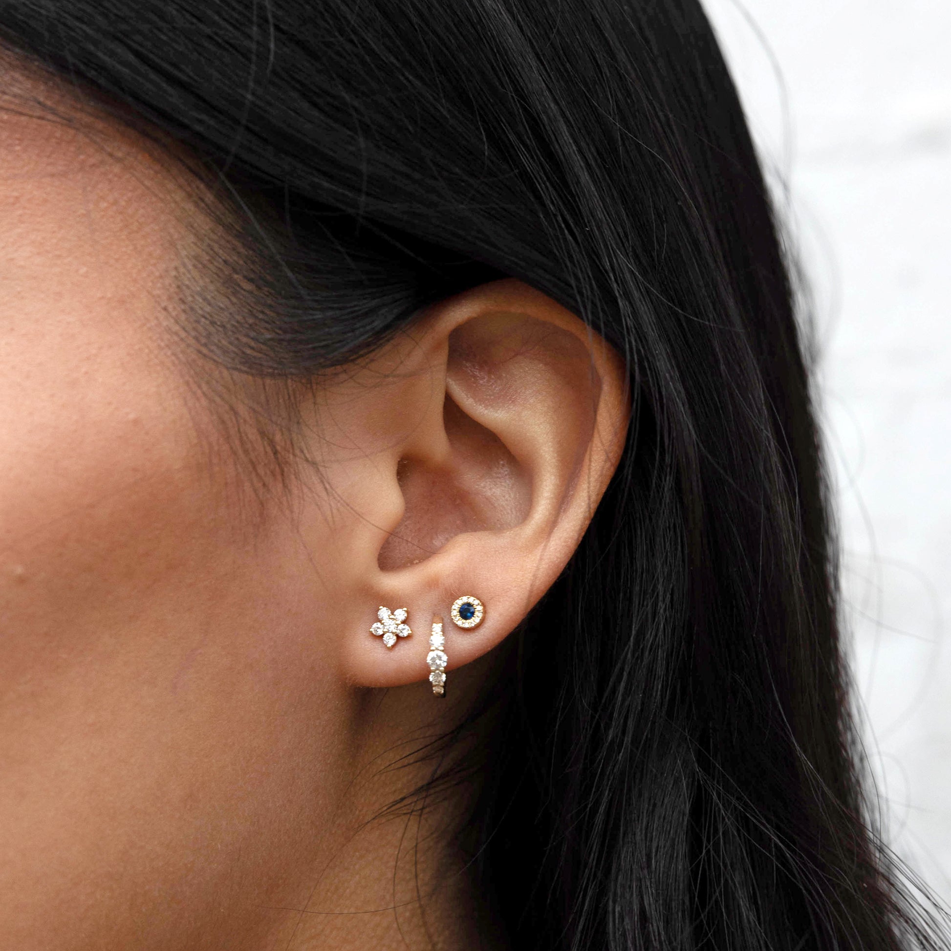 Sapphire Halo Stud Earrings 