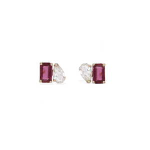 
            
                Load image into Gallery viewer, Toi et Moi Gemstone Stud Earrings in 14k gold from Alexandra marks jewelry
            
        