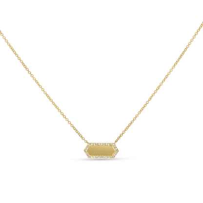 Modern Plain Gold & Diamond rectangular pendant necklace from Alexandra Marks Jewelry