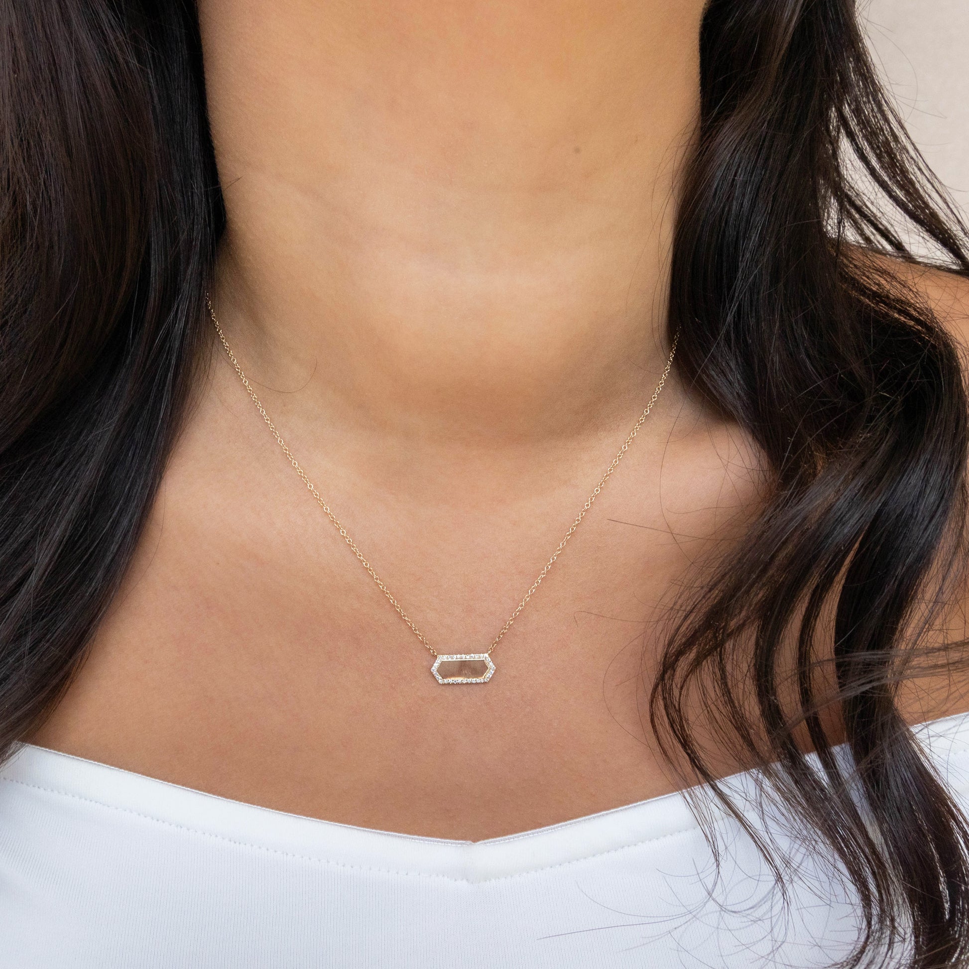 Diamond Hexagon Layering Necklace in Gold from Alexandra Marks Jewelry