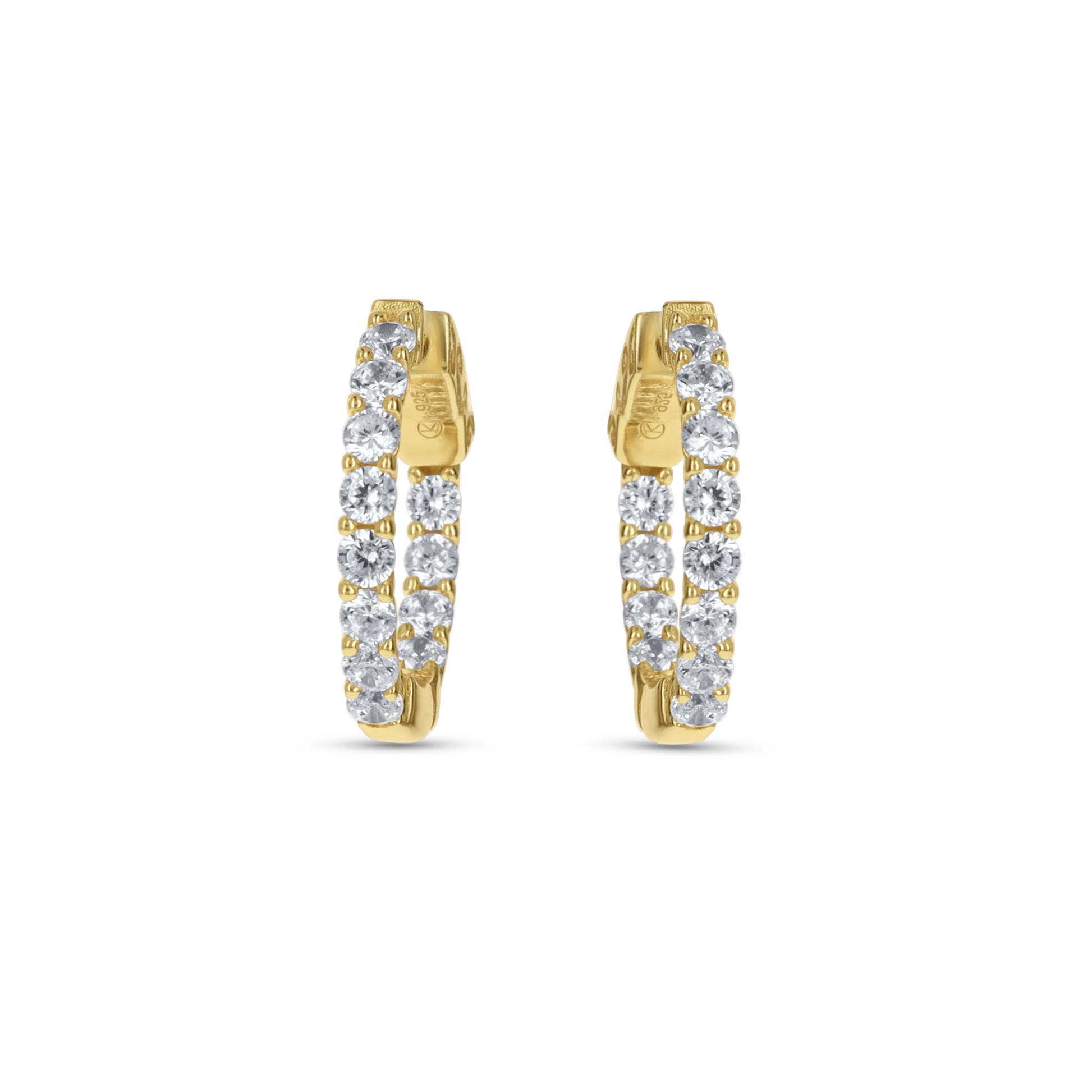Gold Inside-Outside Round CZ Hoop Earrings from Alexandra Marks Jewelry