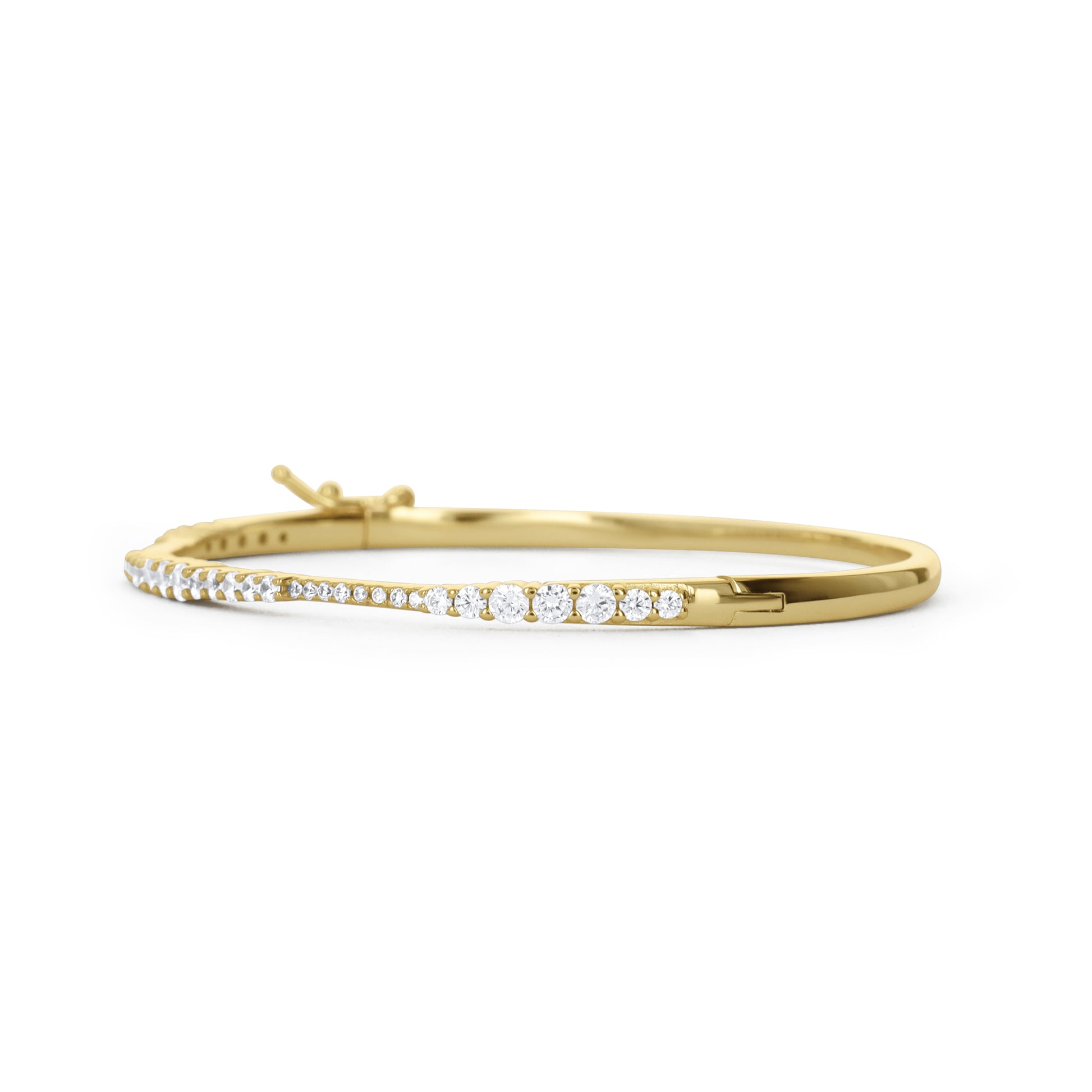 Small and large round cz stone bangle bracelet in gold