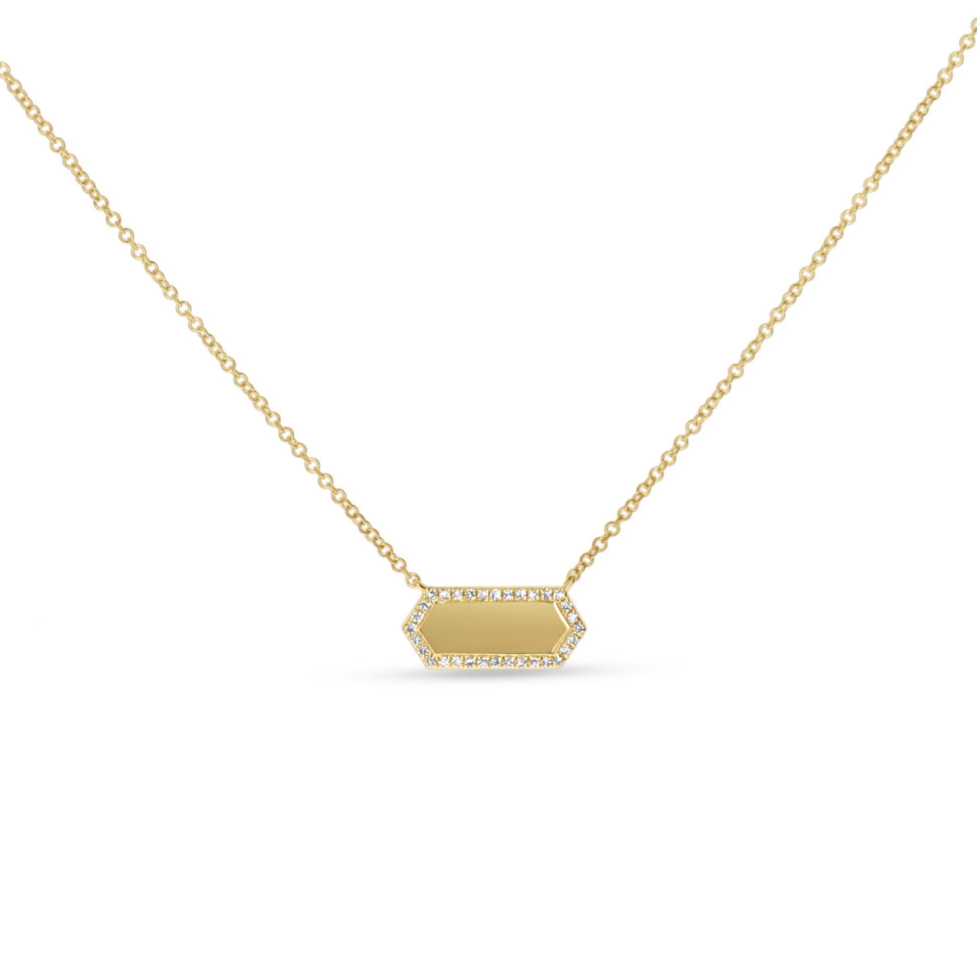 Modern Diamond Geometric Hexagon Bar Necklace in 14kt Gold from Alexandra marks jewelry
