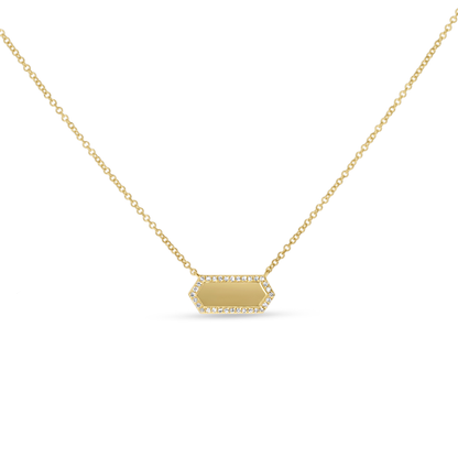 Modern Diamond Geometric Hexagon Bar Necklace in 14kt Gold from Alexandra marks jewelry