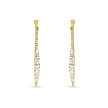 Gold Graduated Round CZ Large Hoop Earrings from Alexandra Marks Jewelry. 