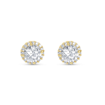 Round Gold Halo Stud Earrings - Alexandra Marks 