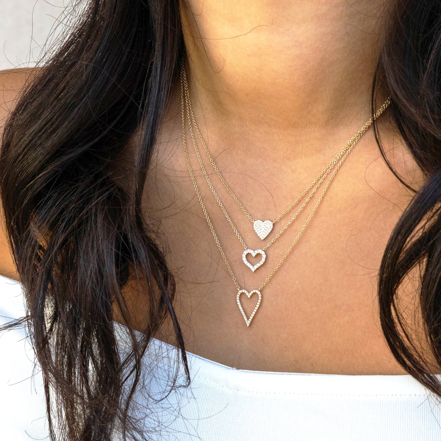Everyday Diamond Open Heart Necklace Stack