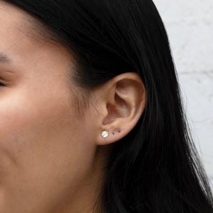 Geometric Hexagon Stud Earrings In Gold