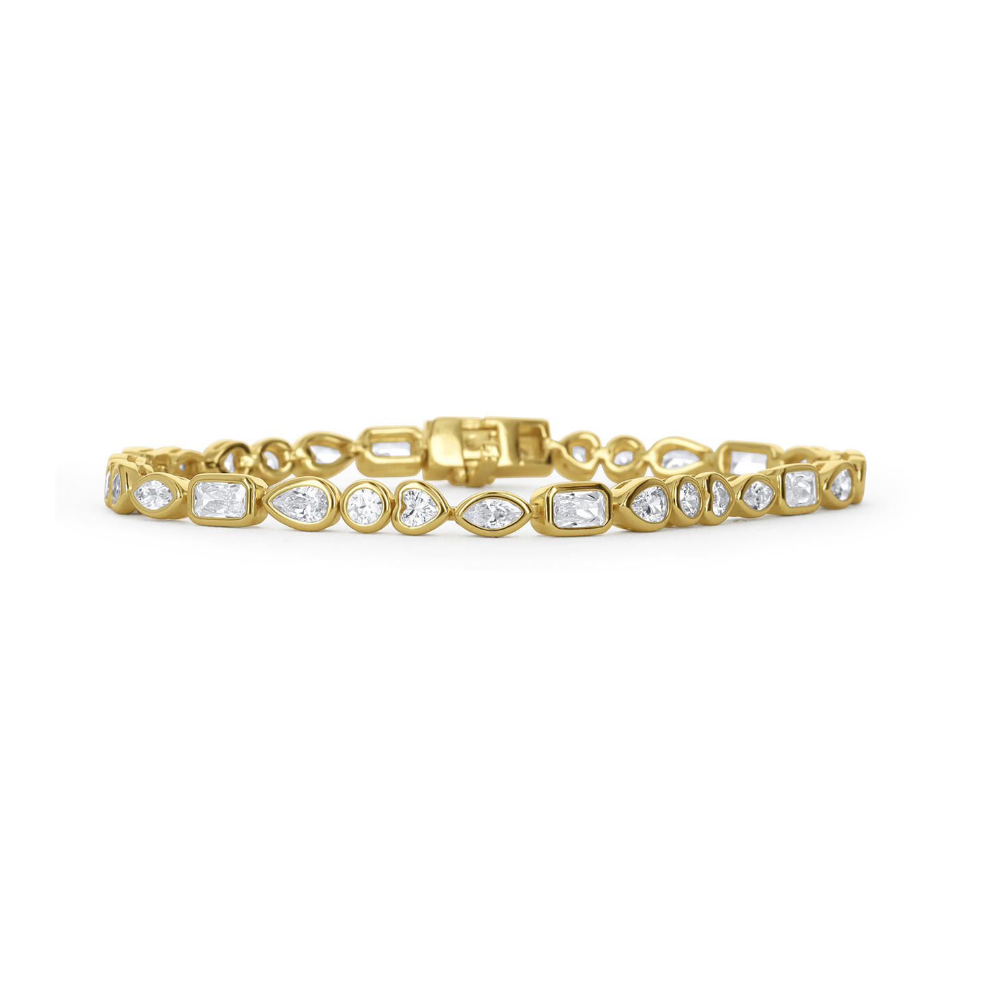 Gold Mixed Cubic Zirconia Shaped Tennis Bracelet from Alexandra Marks Jewelry