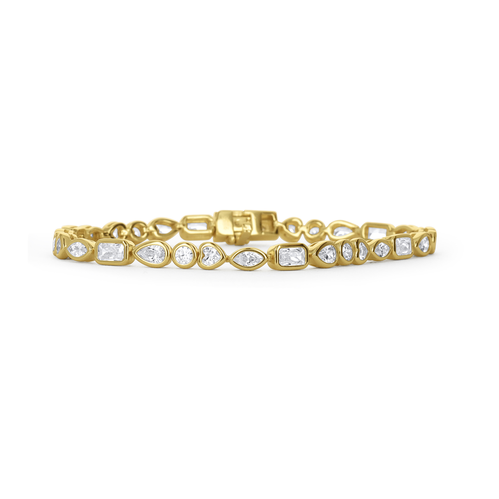 Gold Mixed Cubic Zirconia Shaped Tennis Bracelet from Alexandra Marks Jewelry