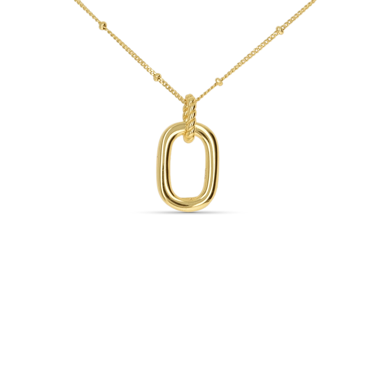Simple Gold Oval Pendant Necklace