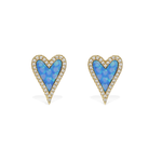 Blue Colorful Opal Heart Stud Earrings in Gold | Alexandra Marks Jewelry