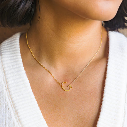 Letter G Initial Necklace in Gold | Alexandra Marks Jewelry