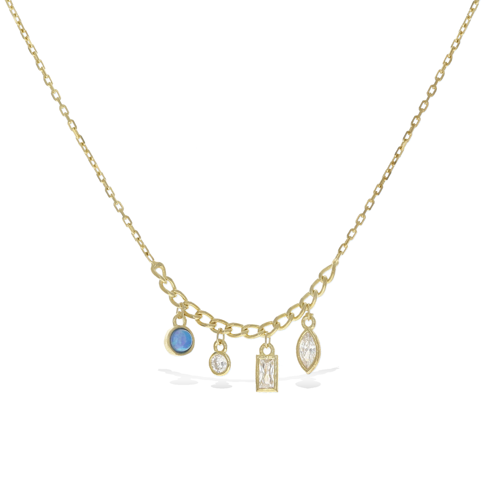 Gold Opal Charm Necklace
