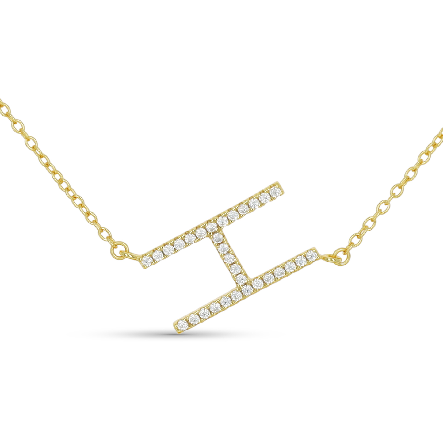 Diamond H Necklace in Gold | Alexandra Marks Jewelry