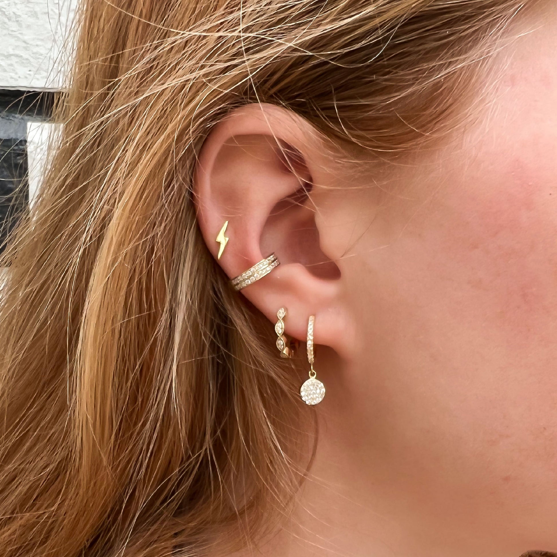 Gold Disc Drop Earrings