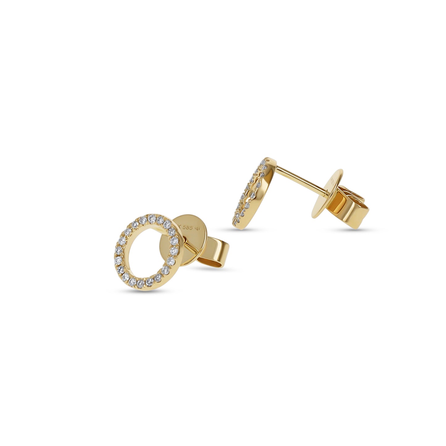 Classic Diamond Circle Earrings in 14kt Yellow Gold - Alexandra Marks Jewelry