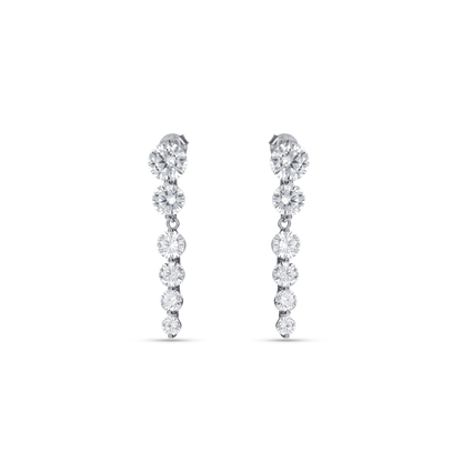 Cascading Round CZ Drop Earrings in Silver from Alexandra Marks Jewelry. 
