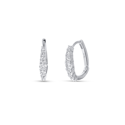Graduated CZ Oval Hoop Earrings in Sterling Silver From Alexandra Marks Jewelry.