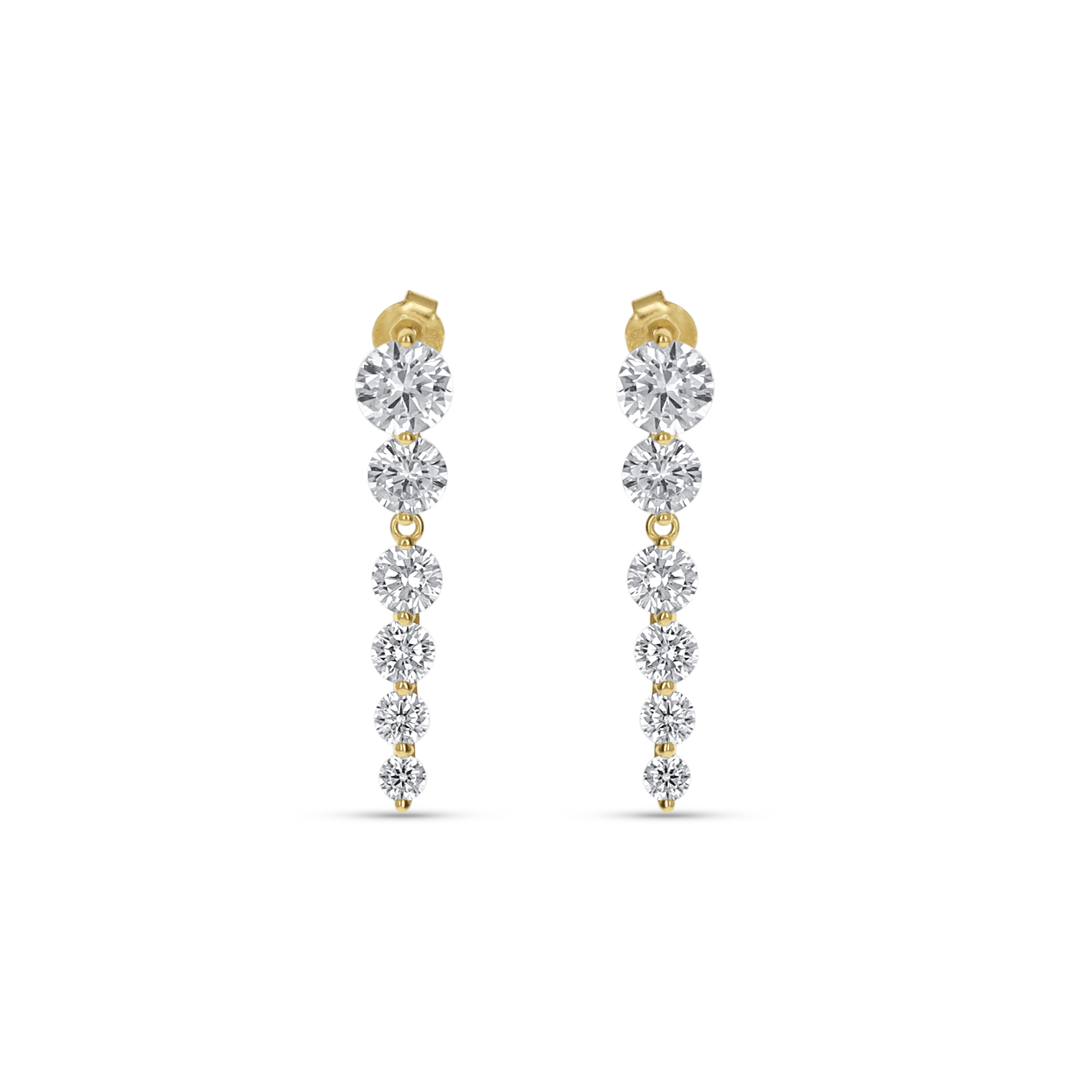 Round CZ Bridal Drop Earrings in Gold From Alexandra Marks Jewelry. 