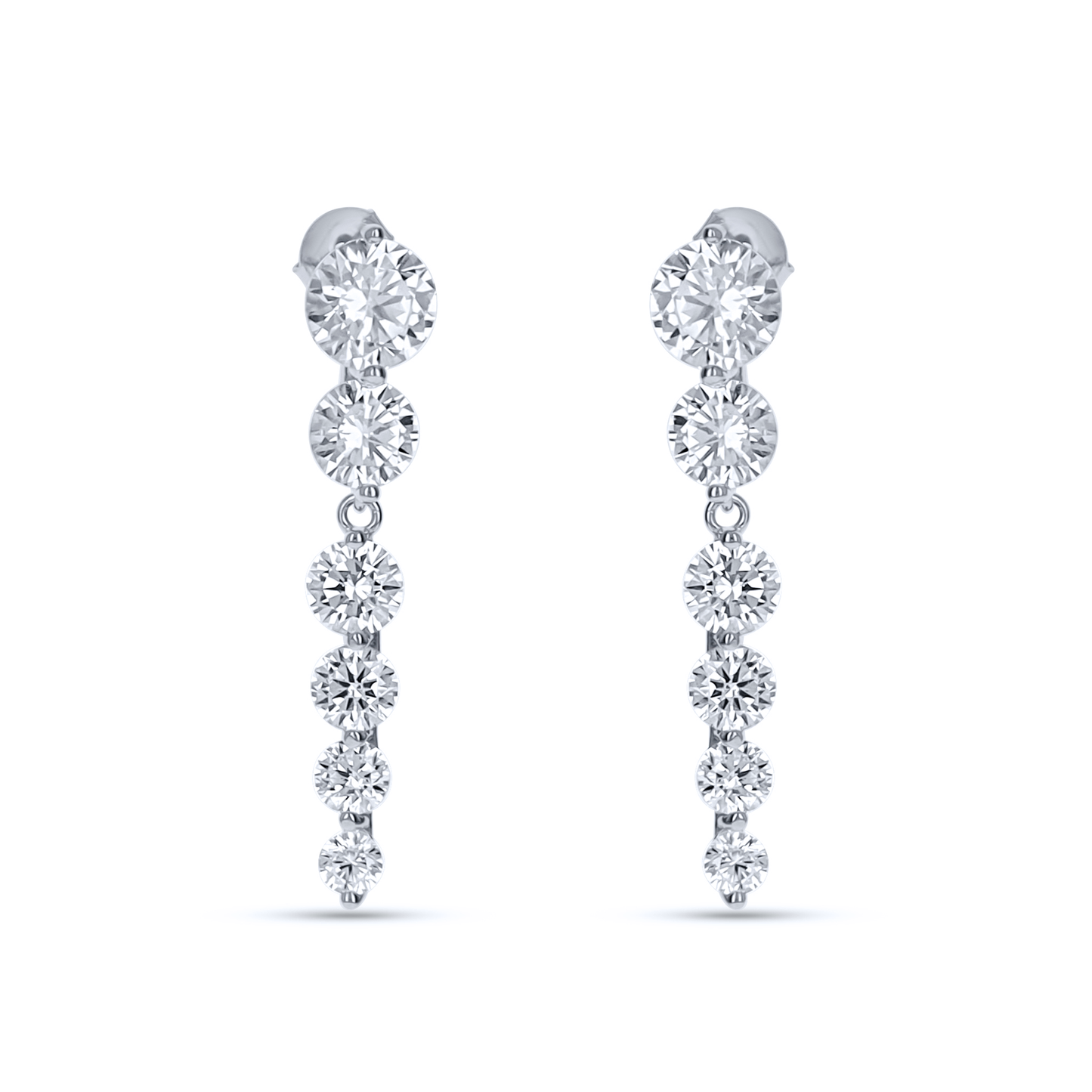 Round CZ Drop Earrings in Silver 