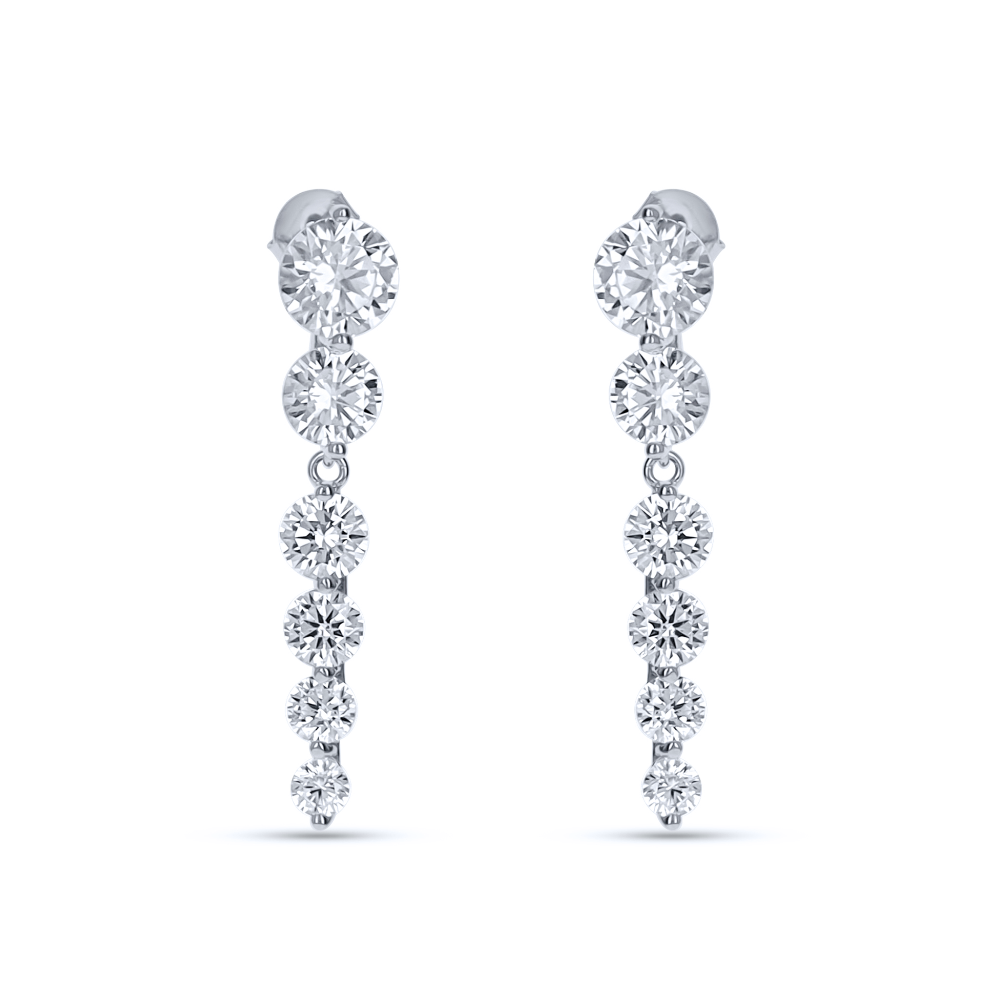 Round CZ Drop Earrings in Silver 