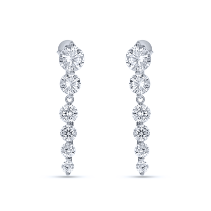 Round CZ Drop Earrings in Silver 