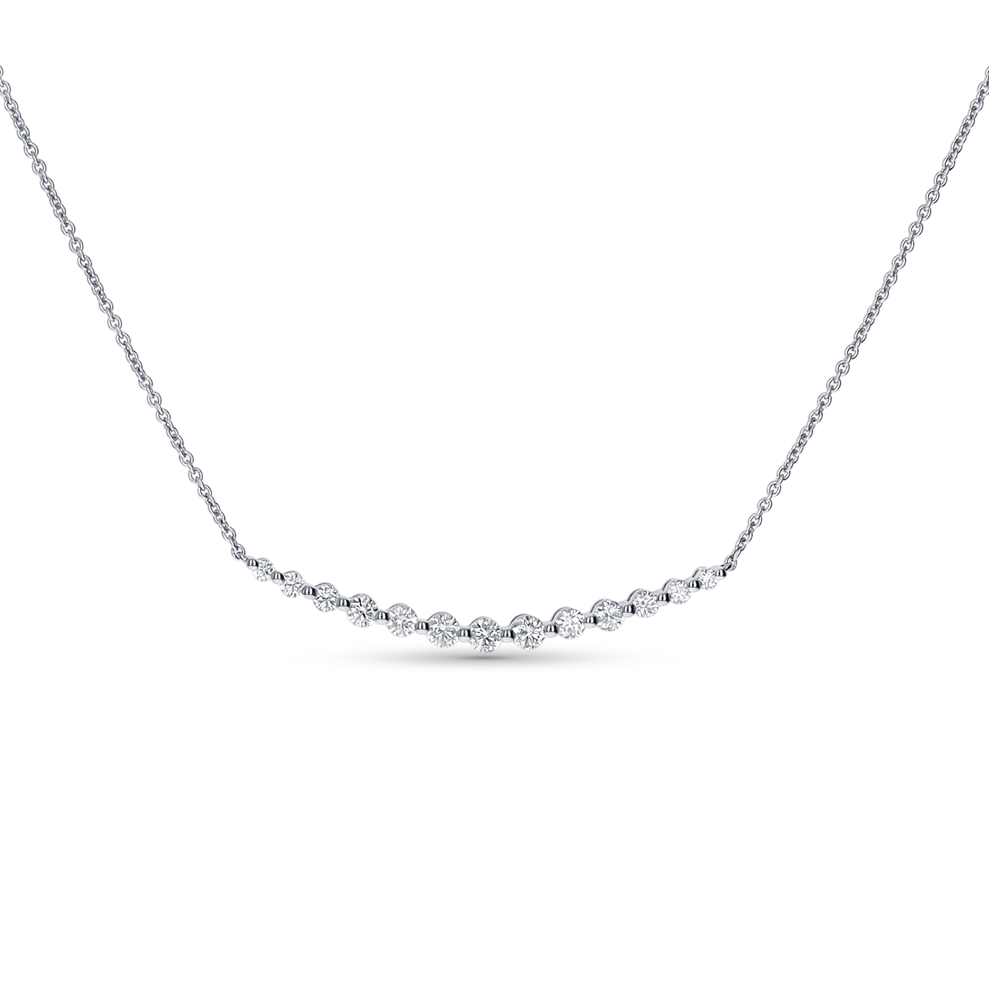 Graduated Diamond Bar Necklace in White Gold From Alexandra Marks Jewelry