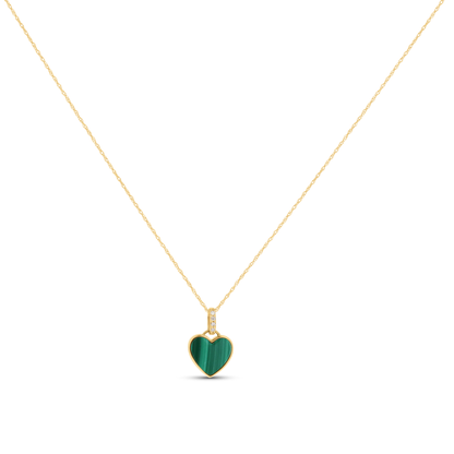 Green Gemstone Heart Necklace in Gold From Alexandra Marks Jewelry. 