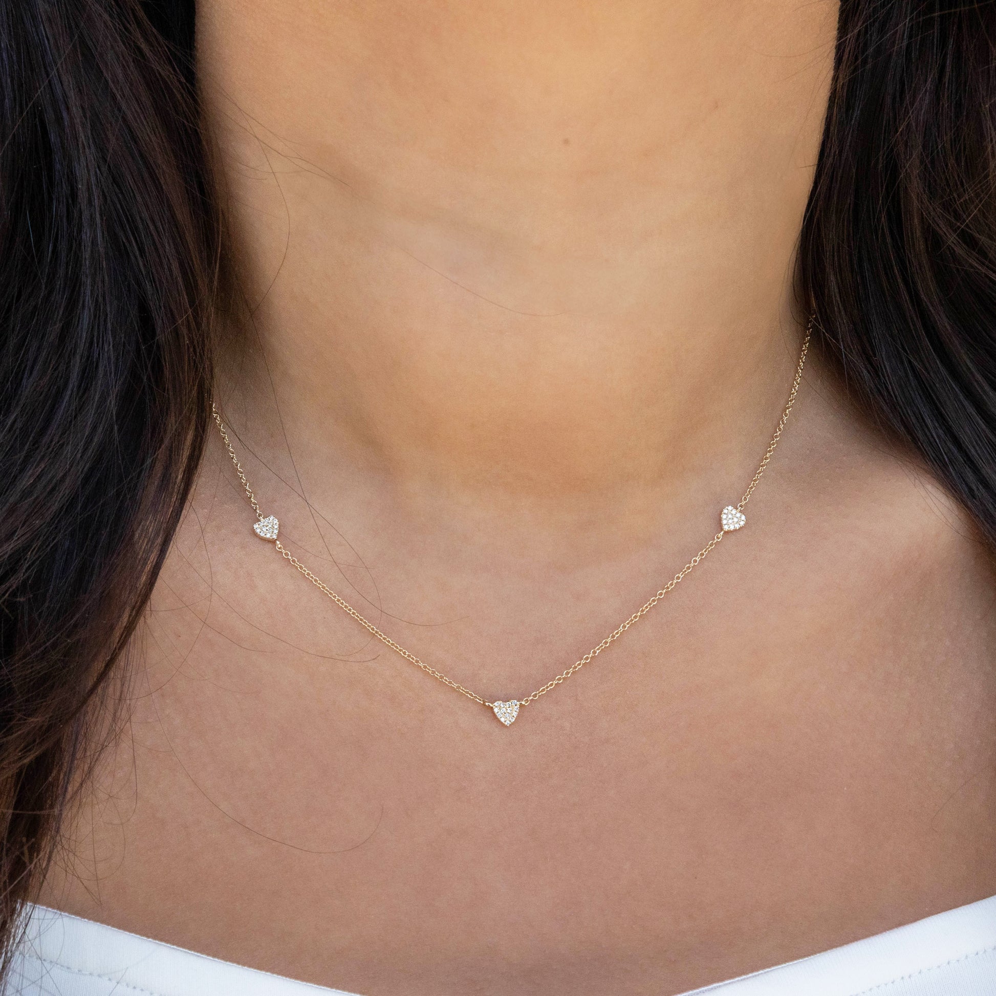 Mini Diamond Heart Necklace in Gold