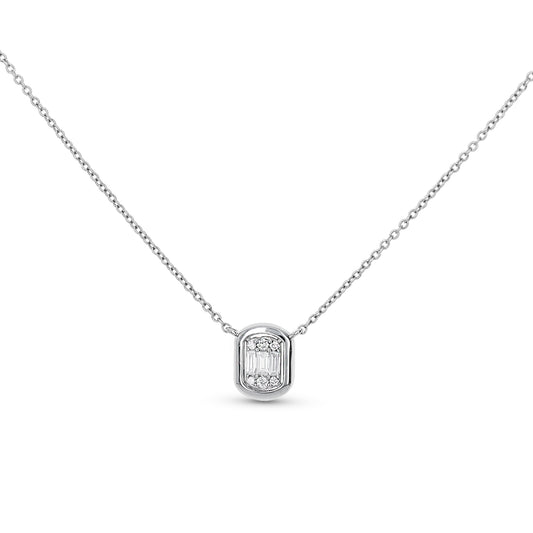 Diamond Oval 14kt White Gold Solitaire Necklace - Alexandra Marks 