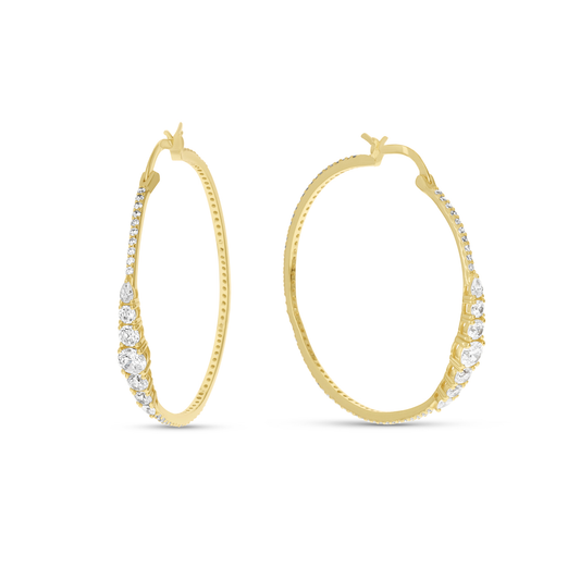 Round Graduated CZ Statement Hoop Earrings in Gold From Alexandra Marks Jewelry. 