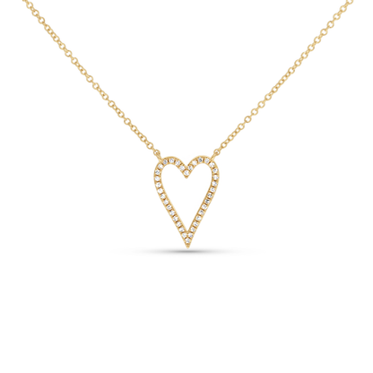 Diamond Open Heart Necklace In Yellow Gold.