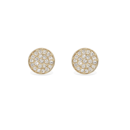 Medium Diamond & Gold Disc Stud Earrings from Alexandra Marks Jewelry
