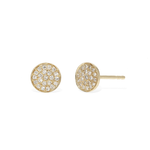 Medium Pave' Diamond Disc Stud Earrings in 14k Gold | Alexandra Marks Jewelry